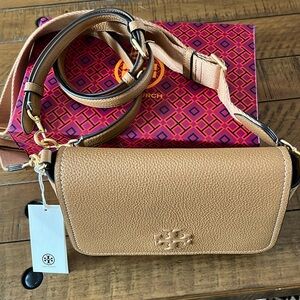 Brand New, Tory Burch Thea Flap purse in Tiramisu with two straps